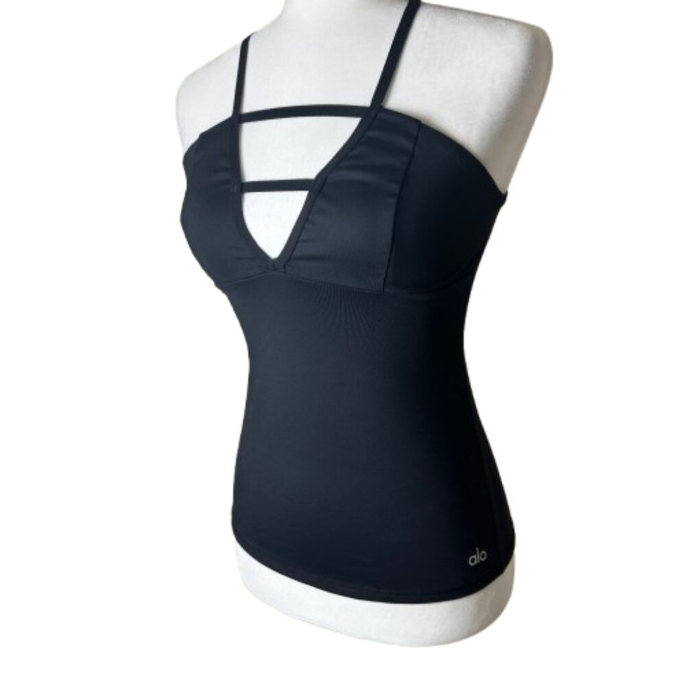 ALO YOGA Black Strappy Athletic Tank Top Size Small